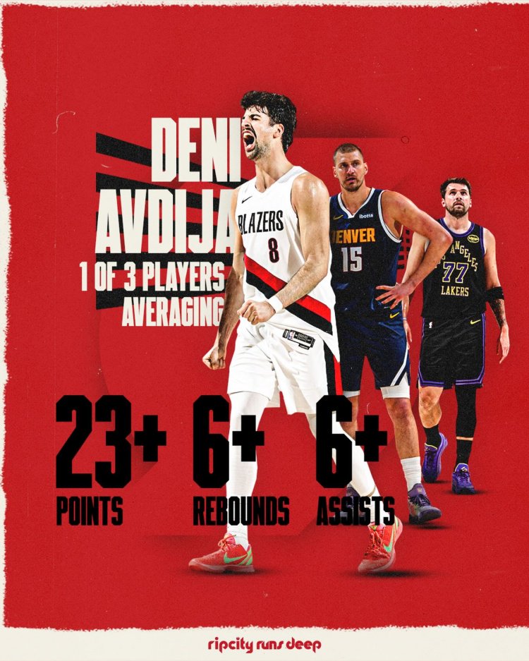 开拓者晒出海报!仅有的三位场均至少23+6+6球员:阿夫迪亚+东&约